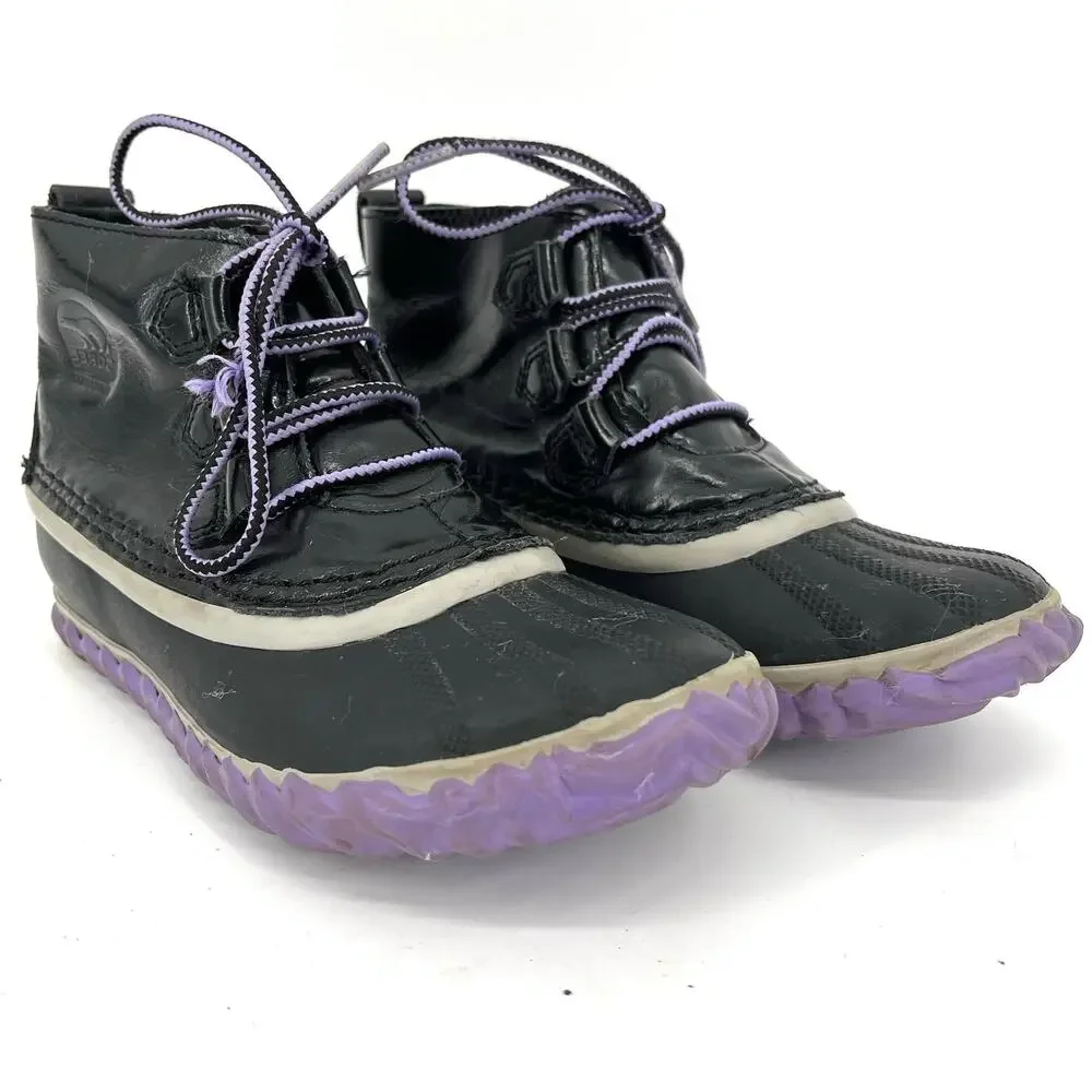 Sorel Youth 2 / 33 Navy Out‎ n About Leather Waterproof Ankle Boots